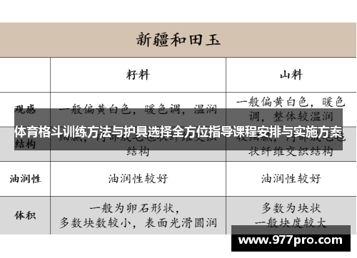 体育格斗训练方法与护具选择全方位指导课程安排与实施方案